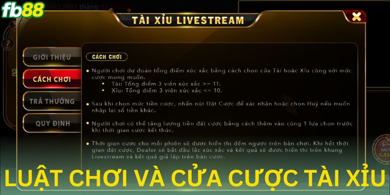 Học luật chơi và các cửa cược trong tài xỉu